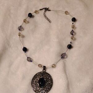 Elegant Black and Silver Pendant Necklace
